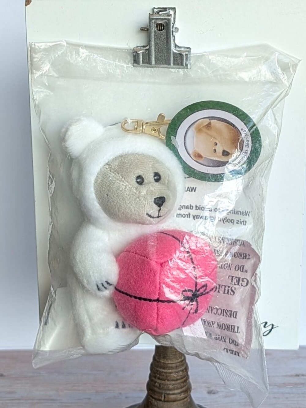 Starbucks Christmas Holiday 2021 White Plush Bearista w/ Pink Pkg/Mini Keychain - Picture 2 of 8